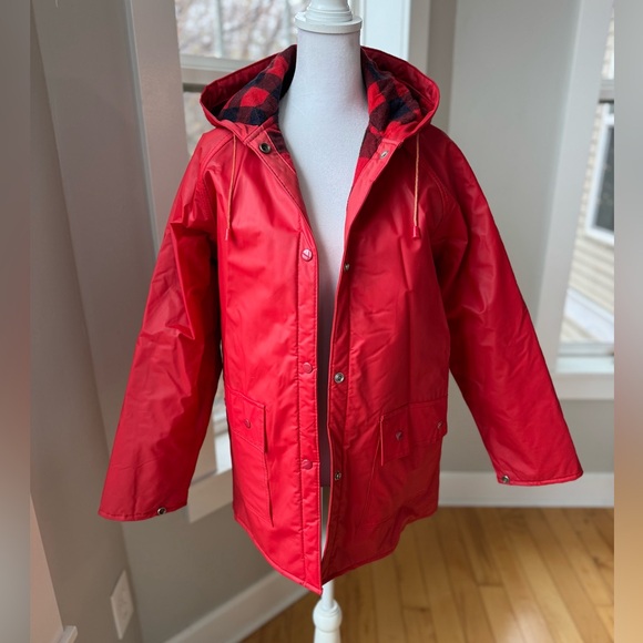 Vintage Jackets & Blazers - Vintage Red Rainbow Ridge Red Black Plaid Rain Coat Size Small
